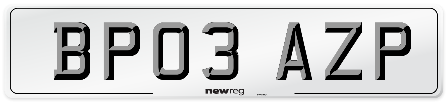 BP03 AZP Number Plate from New Reg